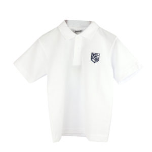White Polo Shirt/Navy Badge (Unisex)