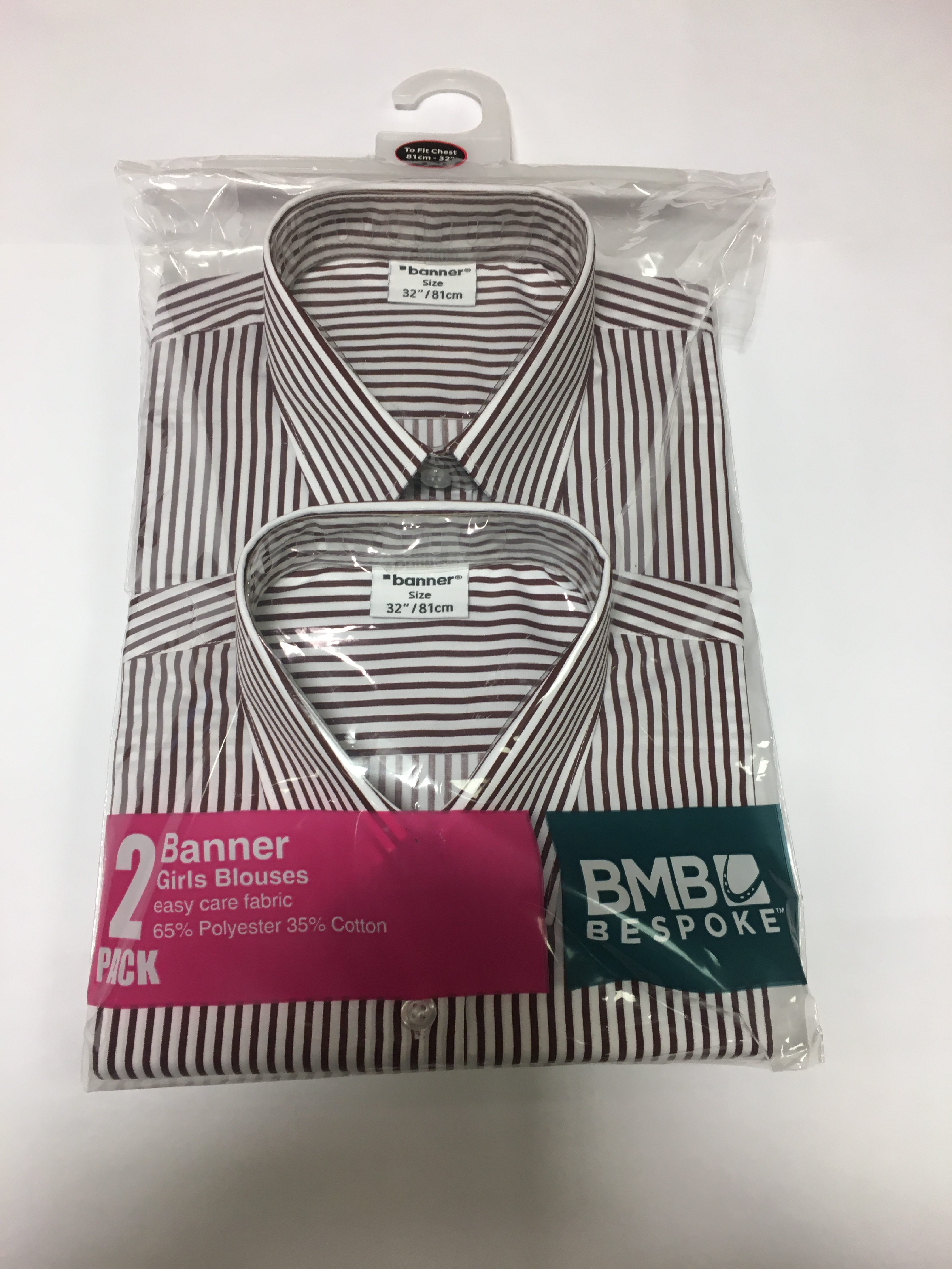 Girl Fit Maroon/White Stripe Long Sleeve Blouse
