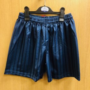 Navy Strip PE Shorts Age 6-7 (SALE)