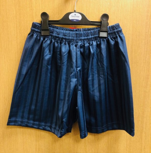 Navy Strip PE Shorts Age 6-7 (SALE)